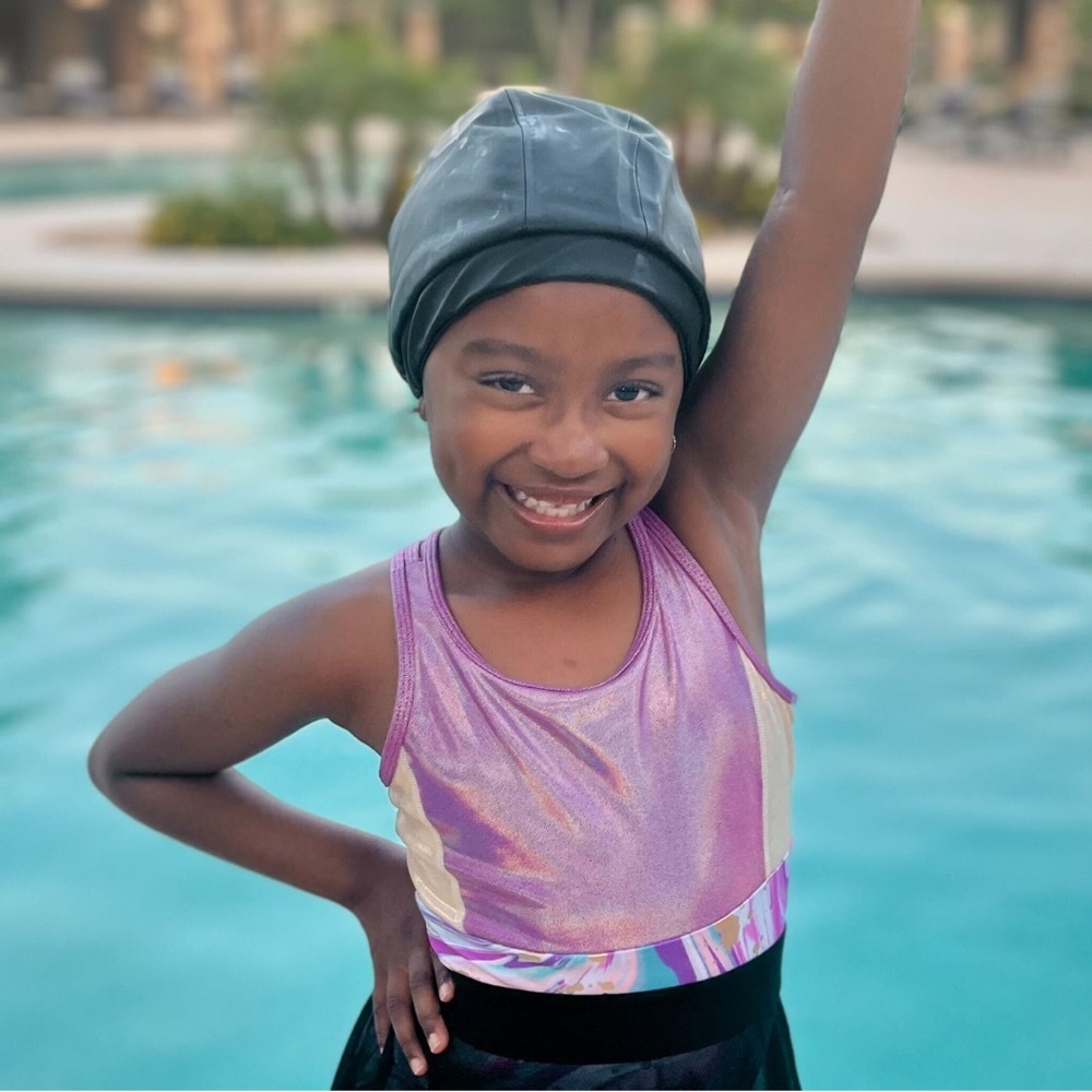Hairbrella Kids Satin-Lined Waterproof, Adjustable Swim Cap